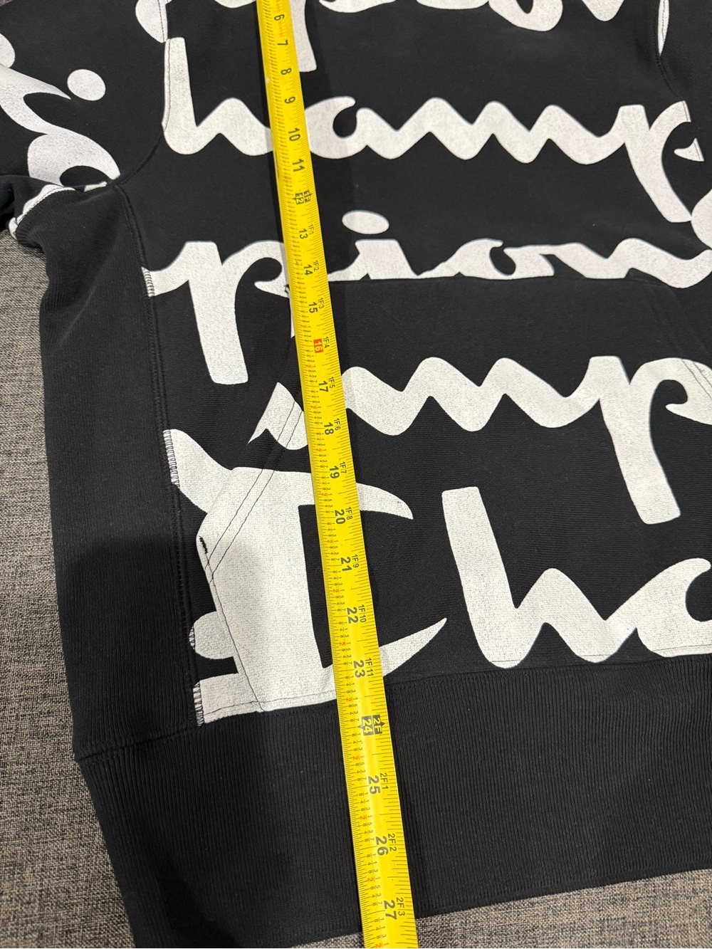 Champion Reverse Weave All Over Print AOP Hoodie Black White Pullover Size Small - Picture 10 of 12